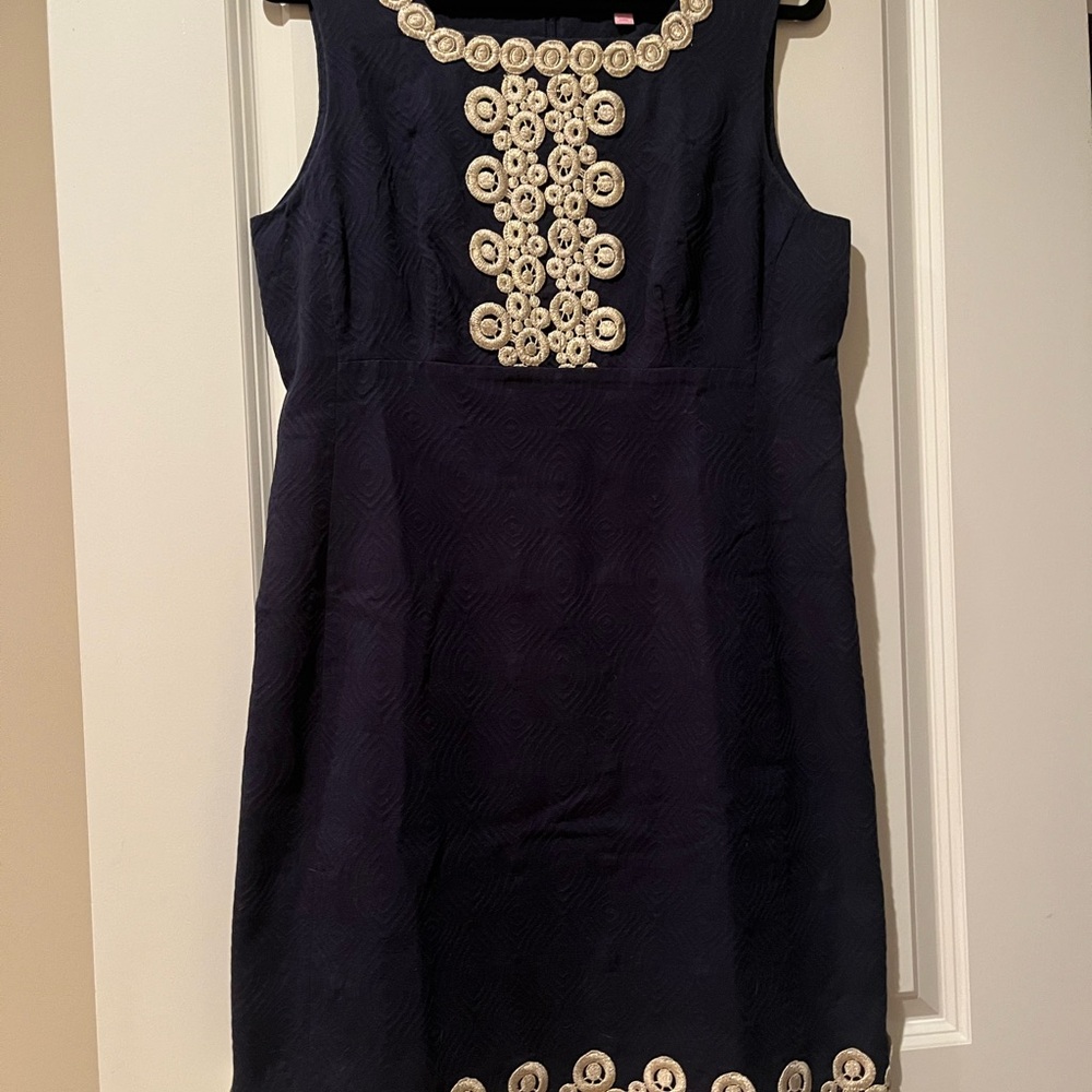 Lilly Pulitzer Navy Dress with Cream Detailing